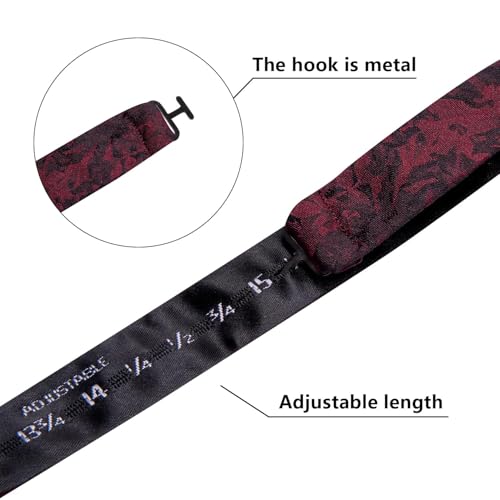 Image of Dubulle Self Tie Bow Ties and Lapel Pin for Men Paisley Solid Mens Bowtie and Handkerchief Cufflinks Set Wedding
