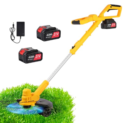 Cordless Strimmer Telescopic Lightweight Grass Trimmer -Garden Strimmer Electric Cordless with 2 × 4Ah Lithium Battery and 2 Spare Blades Brush Cutter for Lawn Care,Weed Control,and Garden Maintenance