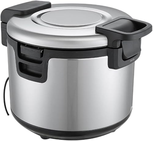 Juxkov 業務用炊飯器、23L 大容量、ステンレスカラー・ステンレス製構造、電気鍋機能兼用、玄米・白米両対応、炊飯だけでなく蒸し料理も可能、こびりつかない鍋設計、保温ジャー機能付き、健康食品調理に適し、厨房・学生食堂等業務場所に最適、業務用厨房機器とし