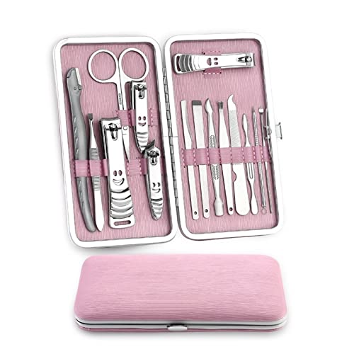 Kit manucure en acier inoxydable KANUZ de 8 pièces noires avec ciseaux de précision
