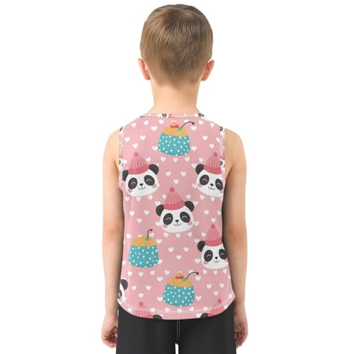 J JOYSAY Panda Cake Heart Boys Tank Top Sleeveless Muscle Shirts Quick Dry Workout Sport Active Kids T-Shirts 3-15T3