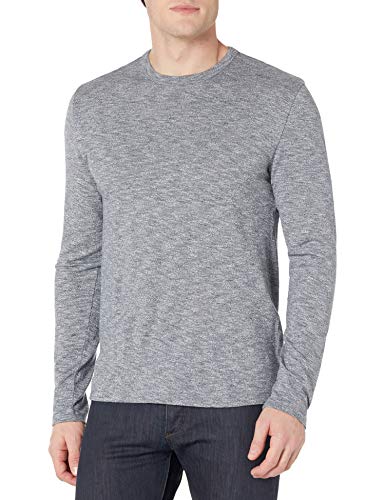 Vince Mens Mouline Long Sleeve Crew Shirt, Steel Blue/Off White, Medium Us #TOP15