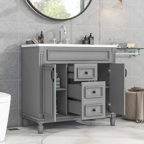 image for Merax 36” Bathroom Vanity with Sink, Freestanding Single Bathroom Si