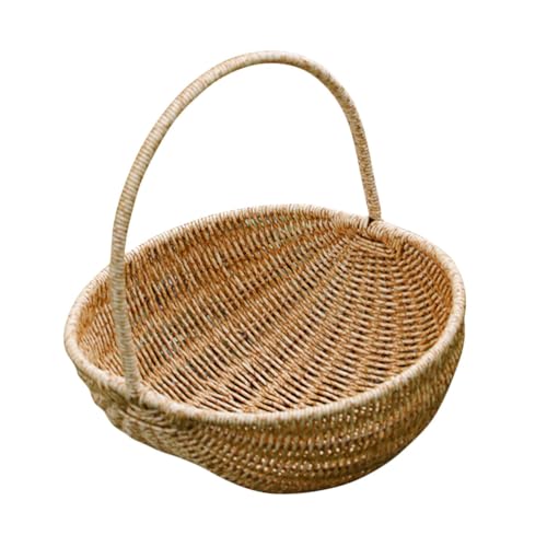 YARNOW Einkaufskorb Geflochten Imitation Rattan Obstkorb Picknickkorb...