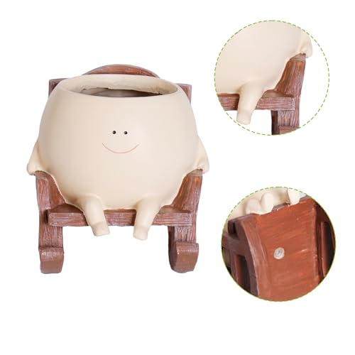 NINIPAPA Cute Plant Pots Smiley Face Planter Funny Flower Pot, Rocking Chair Large Face Pot for Indoor Plants, Unique Head Planters Plant Lover Gifts on Mother's Day Birthday by NINIPAPA - Used condition - Image 3