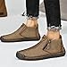 Men's Casual Leather Shoes Leather Renaissance Outdoor Fashion Zipper Slip On Boots Outdoor Casual Walking Shoes (Khaki,8.5)