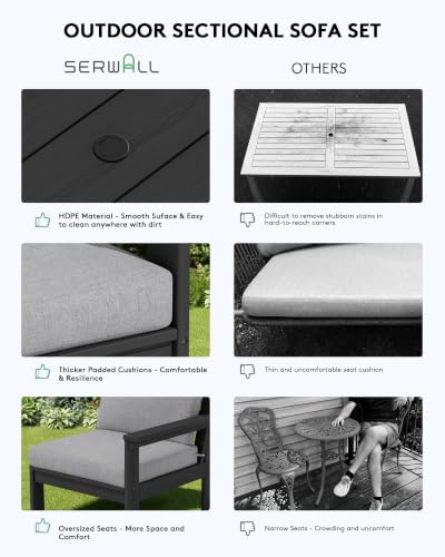 Image of SERWALL HDPE Outdoor Patio Furniture Set Outdoor Couch