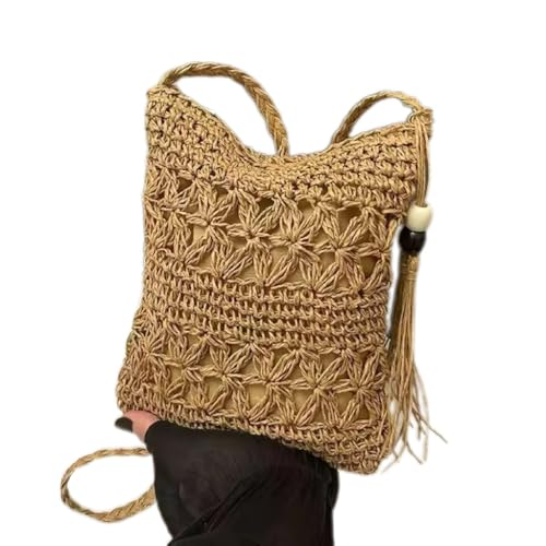 Bolsas transversais femininas, bolsas de crochê feitas à mão, carteiras femininas elegantes e duráveis para ocasiões casuais e de verão, Caqui, 23 cm (W) x 18 cm (L) x 1.5 cm (H)