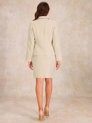 Image of Allegra K Women 2 Piece Skirt Set Suit Business Blazer and Pencil Skirt Office Work Interview Church Outfits