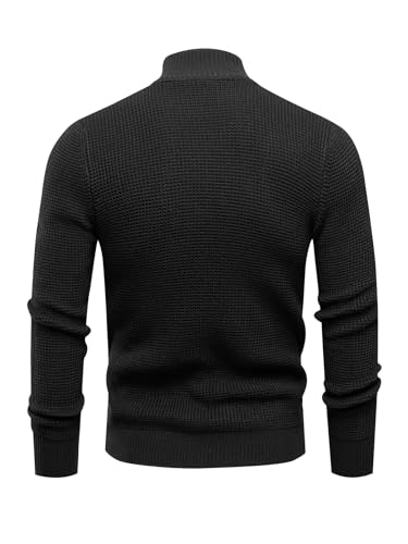 Les umes Mens Cardigan Sweater Casual Full Zip Cardigans Stand Collar Long Sleeve Knitted Sweaters3
