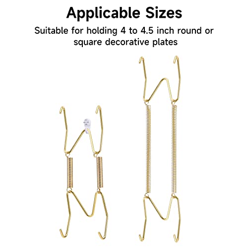Image of 10 Piece Plate Hangers, 4 Inch Invisible Brass Wall Plate Hangers, Comes with 12 Piece Wall Hooks for Decorative Plates