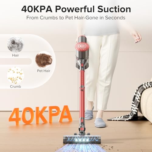 Tipdiy Cordless Vacuum Cleaner with Self-Standing, 40KPA Stick Vacuum Cleaners for Home, 8 - image 5