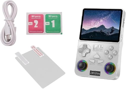 Image of J36 Ultra Handheld Retro Game Console, White, Dual RGB Joysticks, D-Pad, Portable Gaming Player Multicolour as per Availability