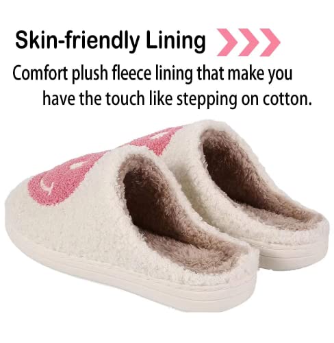 Retro Fuzzy Face Slippers for Women men， Womens Girls Cute Yellow the Lable Face House Slippers for Indoor Outdoor Pink/White/Black/Blue2