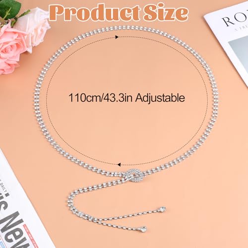 Crystal Chain Belt Fashion Silver Rhinestone Belts Women Rhinestone Chain Belt Sparkly Belts Diamond Glitter Chains for Dress Wedding Party2
