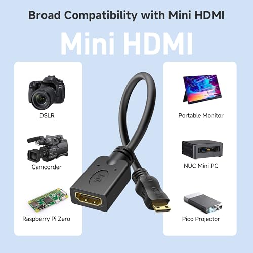 Cable Matters 2-Pack Adaptador Mini HDMI a HDMI 6 Pulgadas miniatura 6