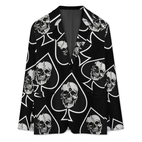 Skull Ace of Spades Mens Blazer Suit Jacket Lightweight Slim Fit Casual Coat3