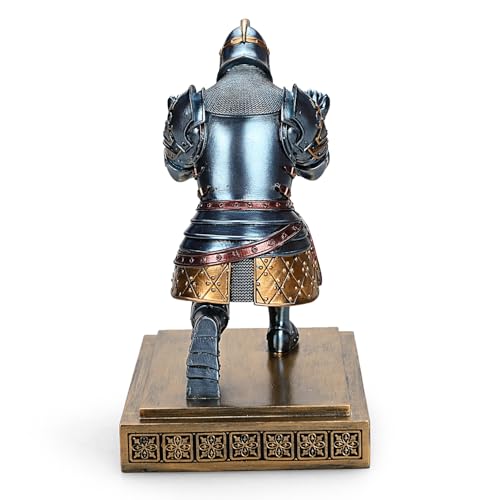 King's Guard Knight Pen Holder Pen Stand Desk Organizers and Accessories Resin Pencil Holder as Gift with a Metal Sword Letter Opener for Office and Home (Blue)