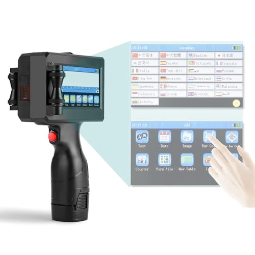 IINCOOY Handheld Printer Portable Inkjet Printer Inkjet Code Printer with 4.3 Inch LED Touchscreen Quick-Drying Ink