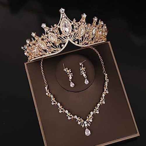 Elegant Silver Crystal Tiara for Women, Rhinestone Bridal Crown, Princess Hair Accessory for Weddings, Proms & Special Occasions(Gold)