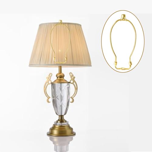 Image of GY & CK 7 Inch Lamp Shade Harp for Table and Floor Lamps, Heavy Duty Lamp Shade Holder with Standard Harp Saddle and Lamp FinialSet, Brass, 2 Pack