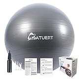 ATUERT Exercise Ball (65cm) Anti Burst Extra Thick Yoga Ball,Balance Pilates Stability Fitness Ball Supports 2200lbs,Birthing Ball Fit Pregnancy Maternity with Quick Pump (Office & Home & Gym) (Gray)
