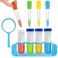Test Tubes for Children, Large Plastic Test Tubes with Stand and Dropper Pipettes Kids Potion Making Kit Children Water Play Educational Toy Kids Science Experiment Kit for Boys Girls