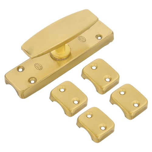 Amig - Falleba de Sobreponer para Ventanas Dorada - Cierre de Seguridad de Latón con Manilla - Incluye 5 Soportes - Medidas: 126 x 32 mm, Dorado