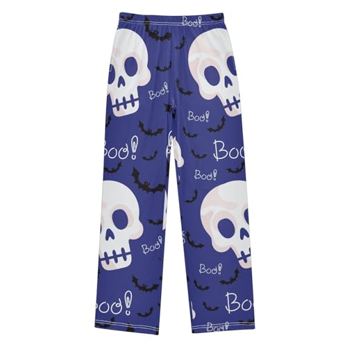 Skull on Purple Boys Pants Boys Athletic Pants Long Pant for Boywith Pockets Wide-Leg Size 6-14Y