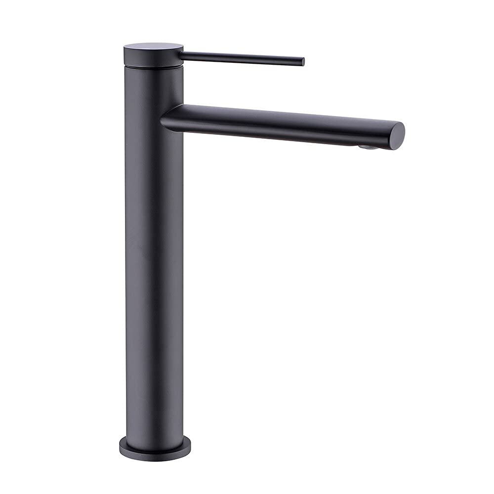 Robinet de lavabo salle de bains mitigeur monotrou noir en laiton brossé