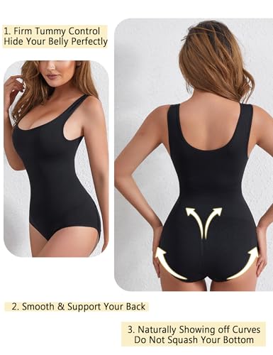 Image of Women Shapewear Tummy Control Bodysuit for Sexy Seamless Butt Lifter Full Body Shaper Black Body Suits Slimming Sleeveless Tank Tops Wasit Trainer