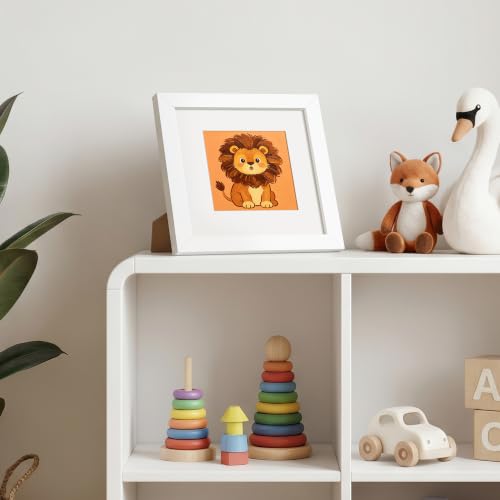 Image of upsimples 6x6 Picture Frame, Display Pictures 4x4 with Mat or 6 x 6 Without, Wall Hanging Square Frames, White, 1 Pack