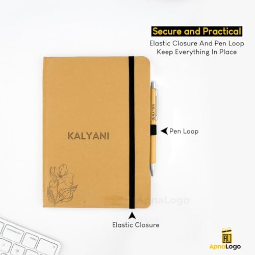 Image of Customised Diary and Pen Set with Premium Gift Box | Kraft Cover Diary and Pen | Corporate Gifts for Employees,Staff,Clients | Personalised Eco-Friendly Gift for Men, Women