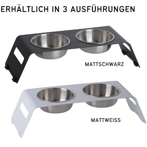 PETLINUS Futterstation Katzen Erhöht, Ergonomischer Katzennapf, Katze Fressnapf Edelstahl und Metall, Futternapf für Katzen und kleine Hunde, fressnapf Katze erhöht - Schwarz
