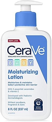 CeraVe Baby Lotion | Gentle Baby Skin Care with Ceramides, Niacinamide & Vitamin E | Fragrance, Paraben, Dye & Phthalates Free | Lightweight Baby Moisturizer | 8 Ounce | Packaging May Vary