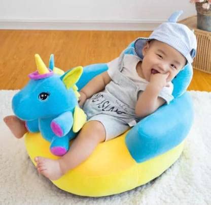 SUMITRA ENTERPRISES Baby Kids Sitting Sofa Soft Plush Cushion Kids Favourite Cartoon Shape Baby Sofa Seat Or Rocking Chair for Kids - 0 to 4 Years (Unicorn)