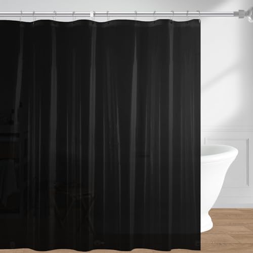 Image of downluxe Shower Curtain Liner, PEVA Plastic Shower Liner with 3 Magnets, 72 inch x 72 inch Waterproof Bathroom Curtain, Black, 1 Pack