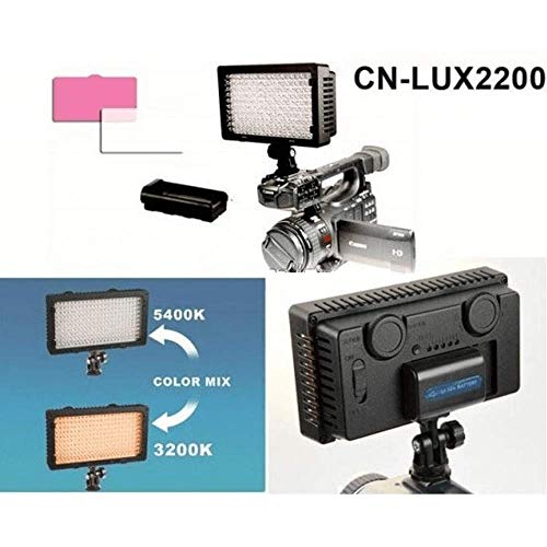 Iluminador Led Sun Gun CN-LUX2200 200Leds Video Light Bi-Color 3200K-5400K para Filmadoras e Câmeras