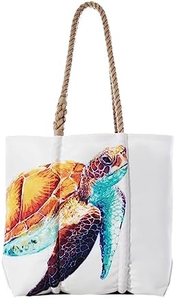 Sea Bags Recycled Sail Cloth Multicolor Sea Turtle Medium Tote Tr...