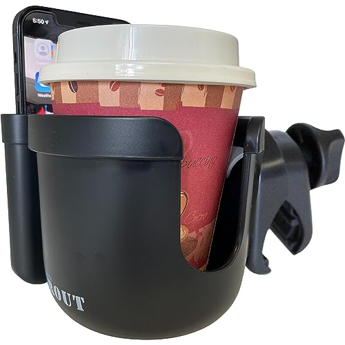 Image of W4W Universal Stroller Cup Holder – Mega Strength Adjustable Clamp fits on Any Bike, Walker, Wheel Chair, Car – Large Adjustable Drink Holder fits Any Size Cup, Water Bottle, Can etc.