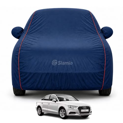 Image of Car Cover for Audi A3 | 100% Waterproof Heavy-Duty 3-Layer Car Body Cover | All-Weather Rain, UV, Sun & Dust Protection | Custom Fit | Mirror & Antenna Pockets | Navy Blue