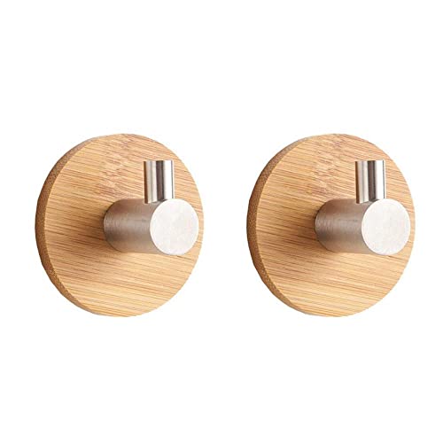 DUORUIMI 2 ganchos autoadhesivos de acero inoxidable para puerta de pared, ganchos de madera antioxidantes para cocina, baño, armario, toallas colgantes, llaves de ropa Cover