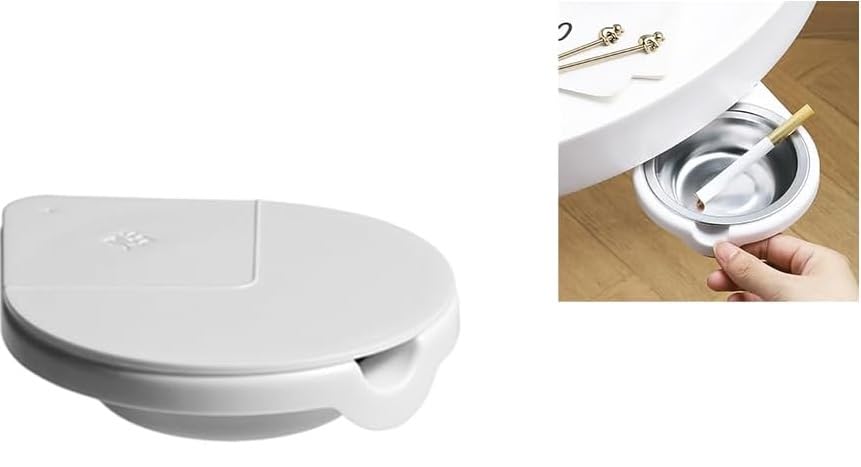 Desktop cigarette-stylish stainless steel ashtray holder for under the table, perfect for home, car, living room, bedroom environments with easy cleaning feature (White)-image-20