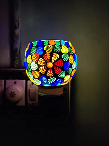 SHREE HANS CREATION, Kapur Dani Electrical Camphor Diffuser. Glass Kapoor Dhani & Essential Oil Diffuser with On Off Switch to Toggle Between Burner & Lamp (Heart Shape Leaf)