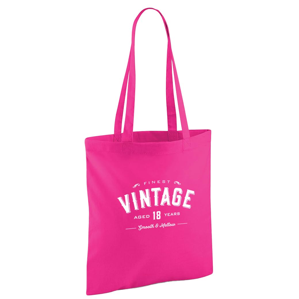D Design Invent Print! 18th Gift Bag Birthday Present for Men Women Funny Tote Shopping Bag Happy 18th Keepsake Age 18 – Size 42cm x 38cm (Pink)