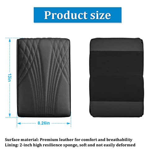 Aicel Car Armrest Box Height Increase Support Pad, Memory Foam Microfiber Leather Elbow Comfort Booster Pad, Center Console Waterproof Cushion Pillow, Soft Auto Arm Rest Protector Cover (Black) #TOP1