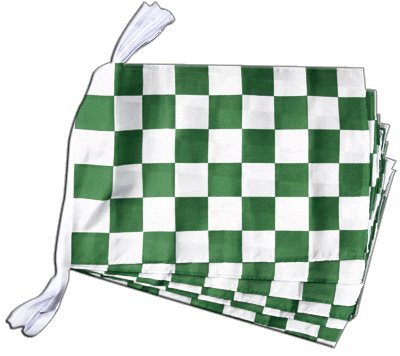Guirlande Damier Vert-Blanc de 8,9 m : suspension géante de fanions pour réception