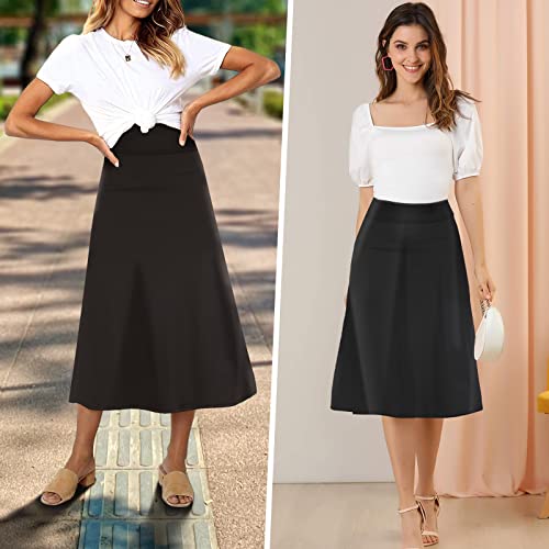 Czrlhyt Skorts For Women Athletic Skirts Modest Knee Length Skirts Midi Skirt Black M #TOP4
