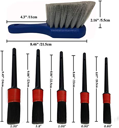 Lucklyjone 7Pcs Wheel & Tire Brush, Car Detailing Kit, 17Inch Long Soft Wheel Brush 5 Car Wash Detail Brush Car Wash Kit For Cleans Dirty Tires & Releases Dirt And Road Grime, Short Handle #TOP2