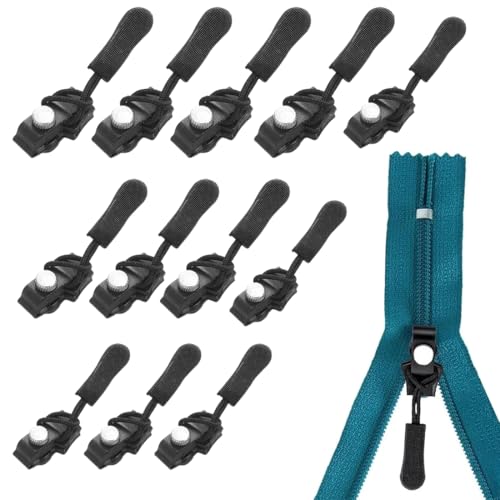 LONZIKP 12 Pezzi Cursore Cerniera, Cursore Cerniera Fisso, Sostituzione Cursore Cerniera, Cerniera Universale, Riparazione Cerniera per Giacca, Zaino, Bagaglio, Sacco a Pelo
